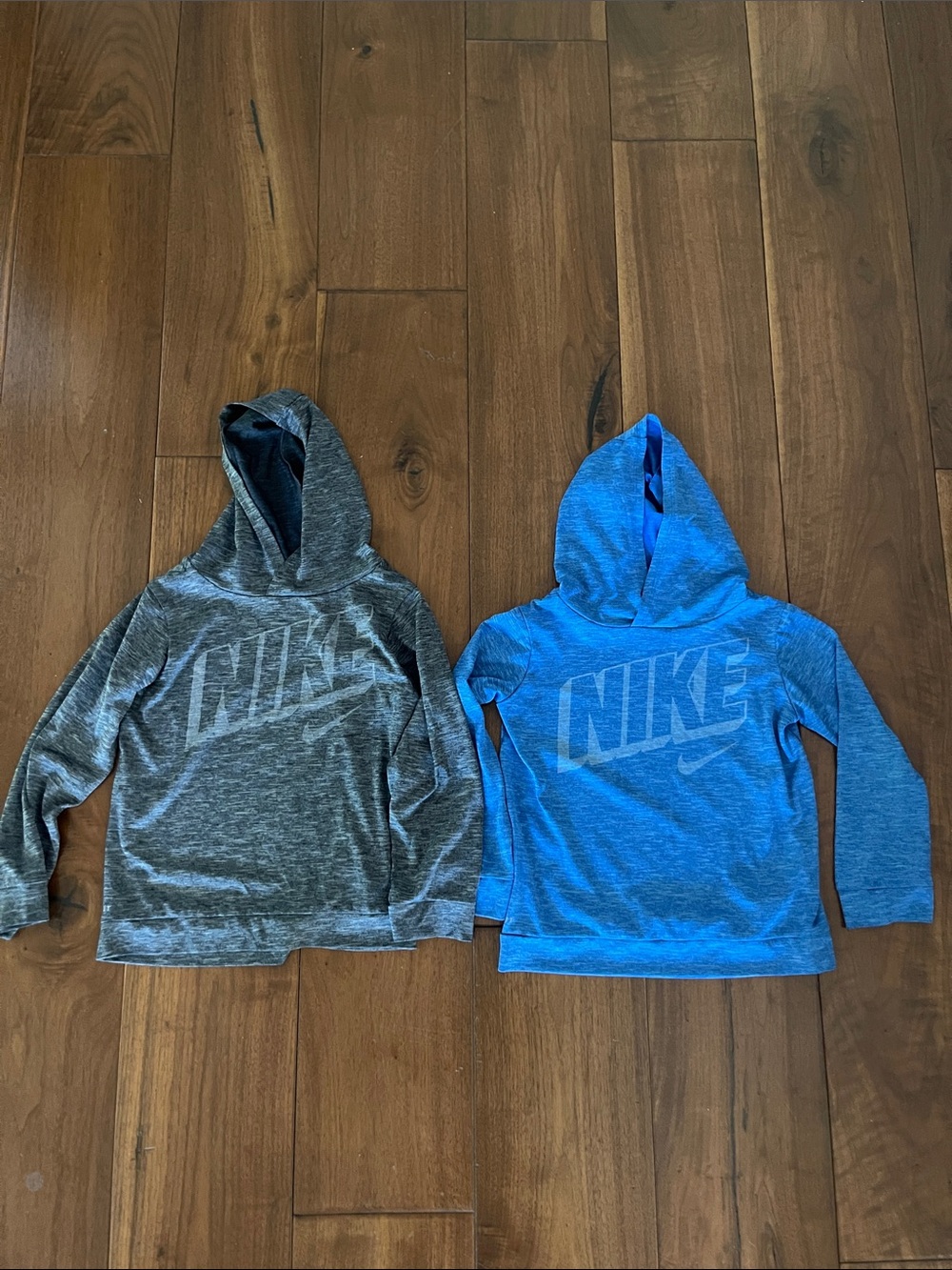 Nike Kids Hooded Long Sleeve Tees - Gray & Blue